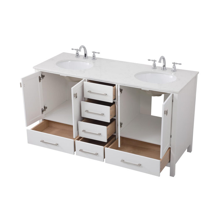 Andover Mills™ Broadview 60'' Double Bathroom Vanity with Engineered